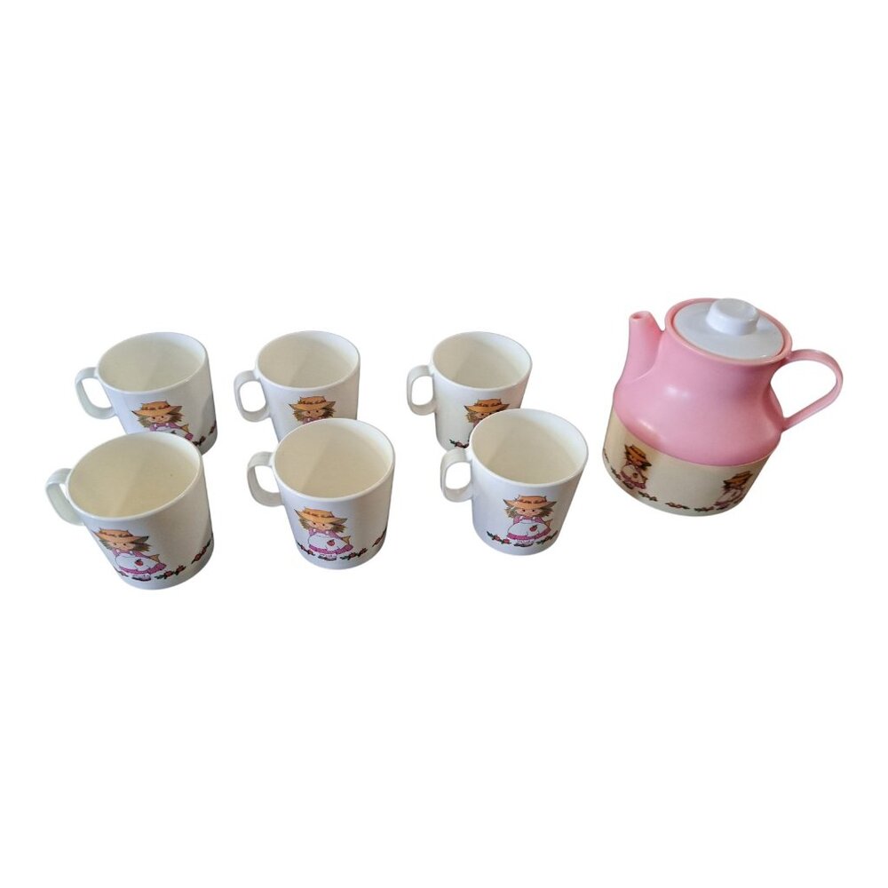 Vtg Chilton 23 Piece Childs Toy Dishes Play 80s Saucer Spoons Teapot Kitchen 70s